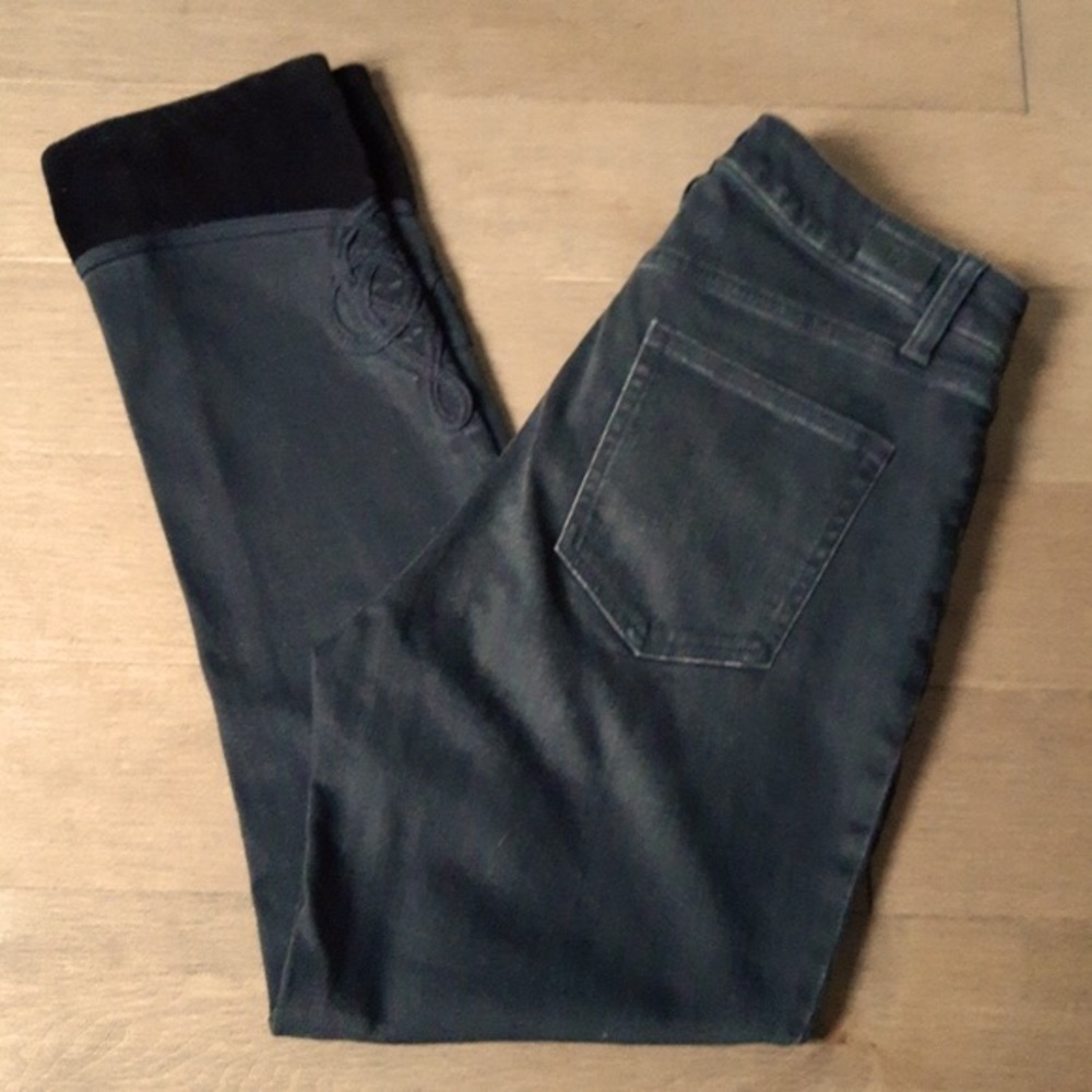Ralph Lauren / Ankle Black Denim and Velvet Jeans